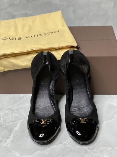 Patent Leather & Suede Oxford Ballerina Flats